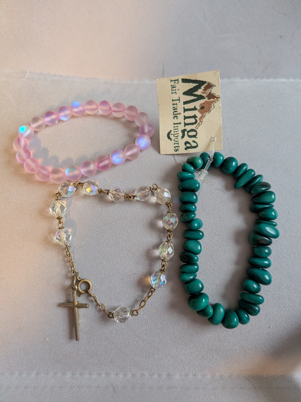 Lot Of 3 Beaded Bracelet Tagua Beads Rosery Bracelet